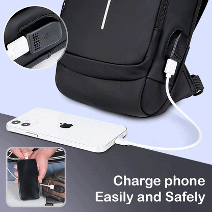Smart Waterproof Anti-Theft Sling Bag with USB for Travel