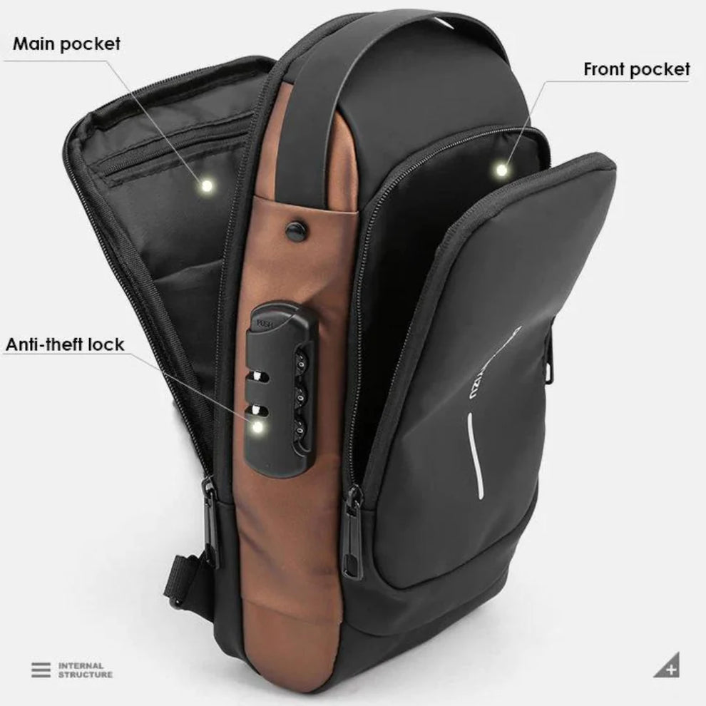 Smart Waterproof Anti-Theft Sling Bag with USB for Travel