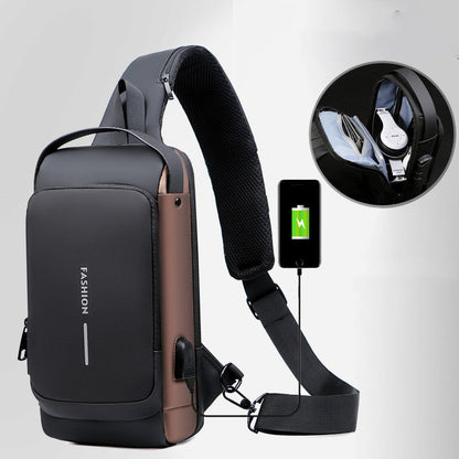 Smart Waterproof Anti-Theft Sling Bag with USB for Travel