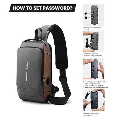 Smart Waterproof Anti-Theft Sling Bag with USB for Travel