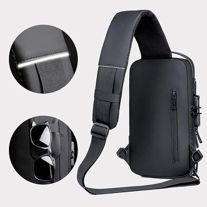 Smart Waterproof Anti-Theft Sling Bag with USB for Travel