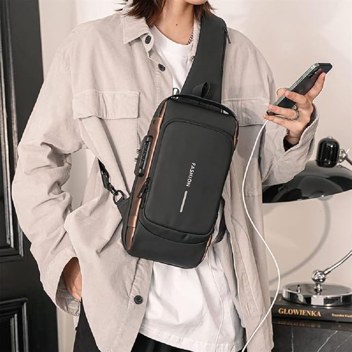 Smart Waterproof Anti-Theft Sling Bag with USB for Travel