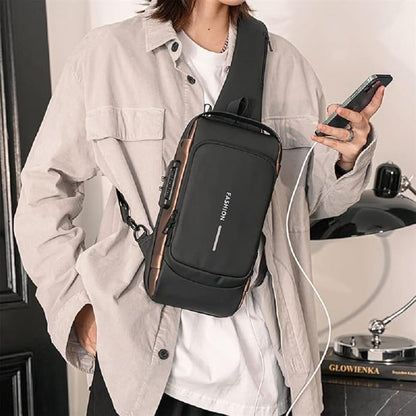 Smart Waterproof Anti-Theft Sling Bag with USB for Travel