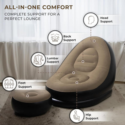 Portable Trend Sofa & Footrest Perfect for Study, Work & Relaxation