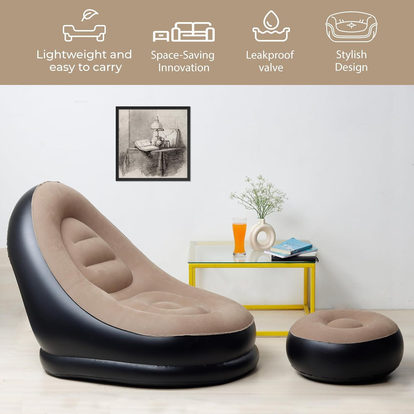 Portable Trend Sofa & Footrest Perfect for Study, Work & Relaxation