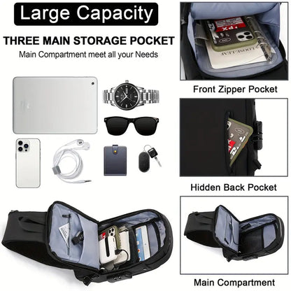 Smart Waterproof Anti-Theft Sling Bag with USB for Travel