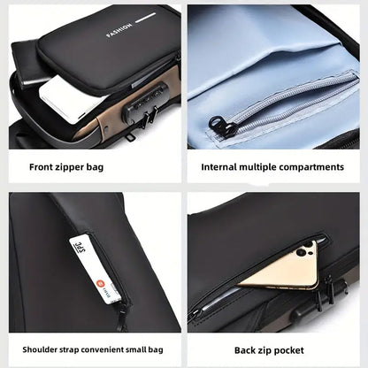 Smart Waterproof Anti-Theft Sling Bag with USB for Travel
