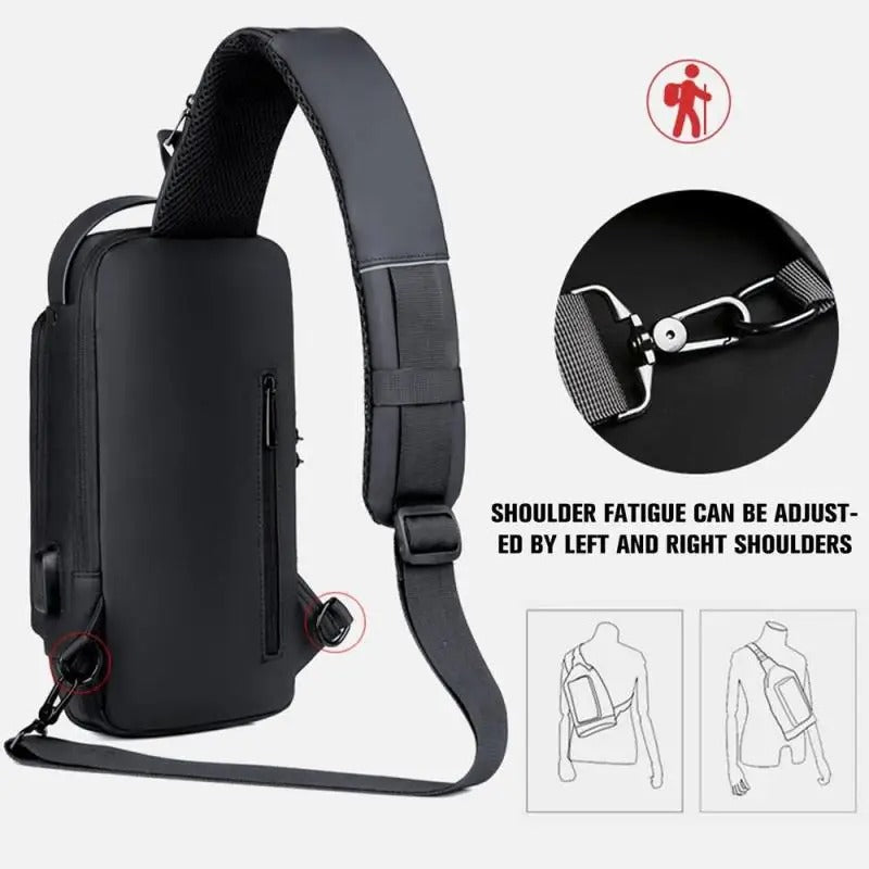 Smart Waterproof Anti-Theft Sling Bag with USB for Travel