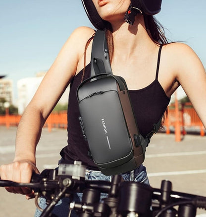 Smart Waterproof Anti-Theft Sling Bag with USB for Travel
